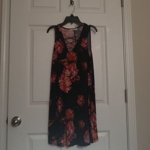 Black dress designed with red Roses